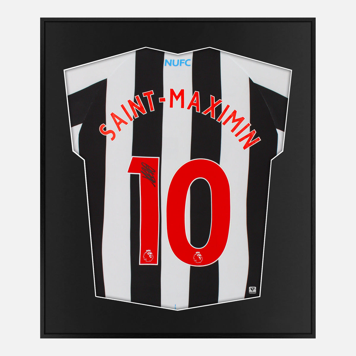 Framed Saint-Maximin Signed Shirt, Newcastle United Home [Lite] — Authentic signature with NFC and COA | The Vault