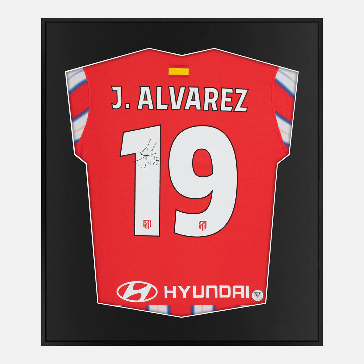 Framed Alvarez Signed Atletico Madrid Shirt, Home [Lite] — Authentic signature with NFC and COA | The Vault