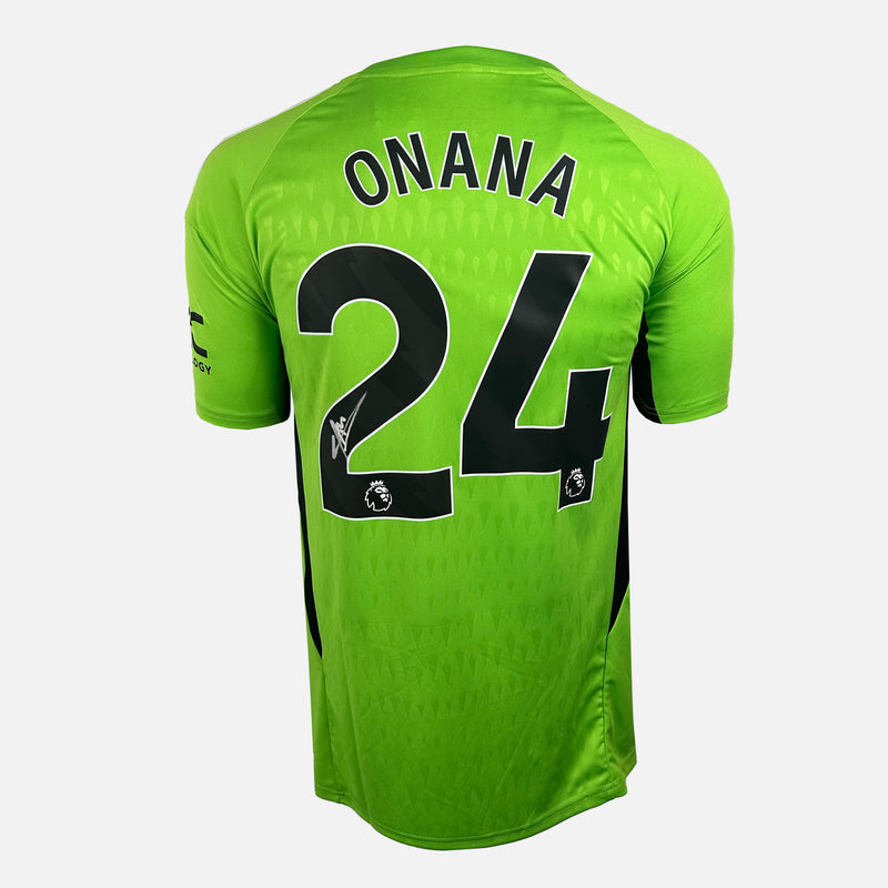Framed Andre Onana Signed Manchester United Shirt Goalkeeper 2023-24 [Modern]