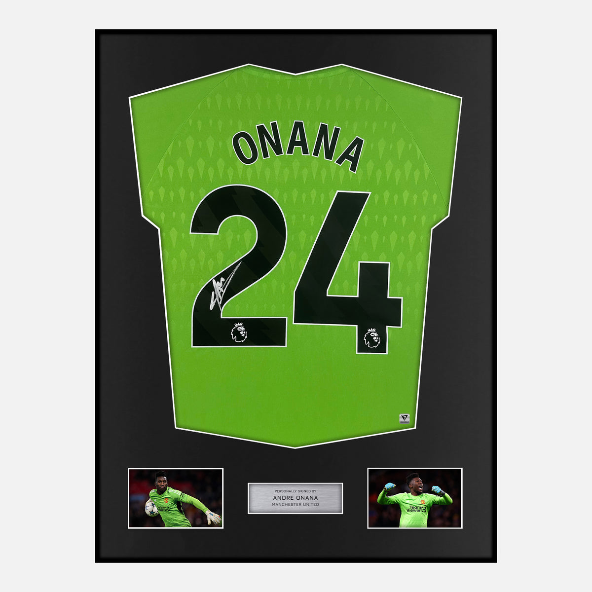 Framed Andre Onana Signed Manchester United Shirt Goalkeeper 2023-24 [Classic] — Verified autograph with NFC and certificate | The Vault