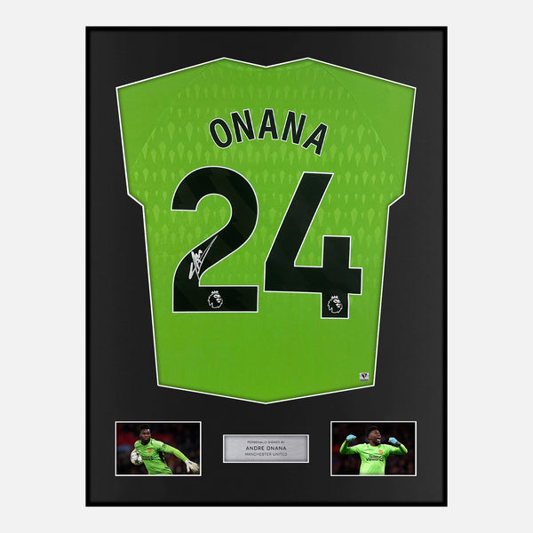 Framed Andre Onana Signed Manchester United Shirt Goalkeeper 2023-24 [Modern]