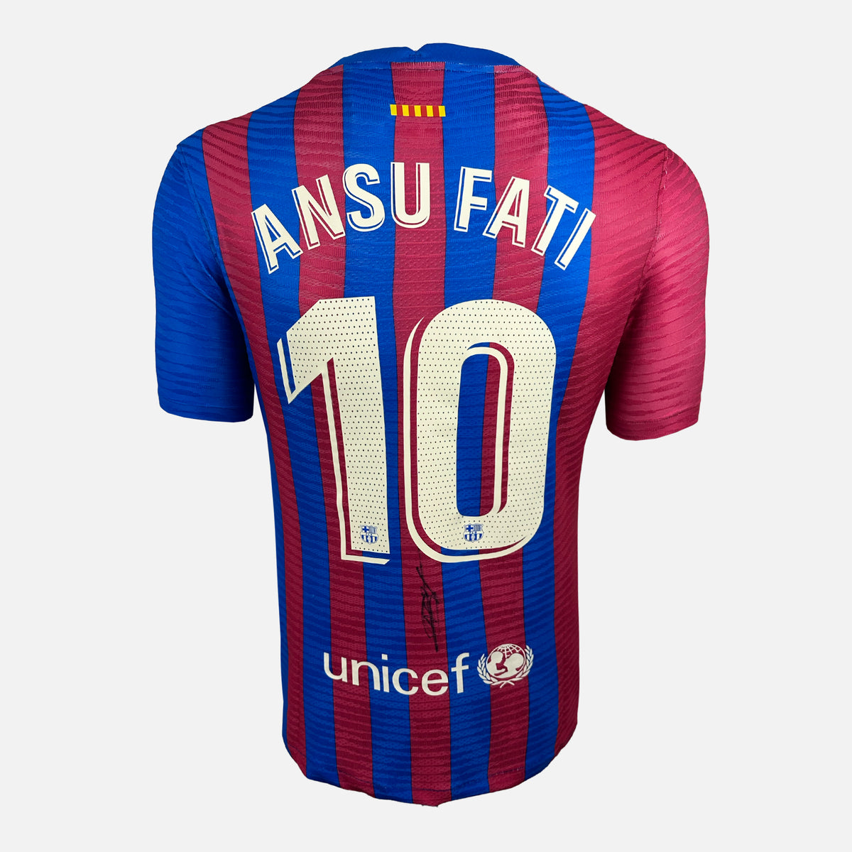 Ansu Fati Signed Barcelona Shirt 2021-22 Home [10] — Barcelona signed shirt from the 2021 to 2022 season | The Vault