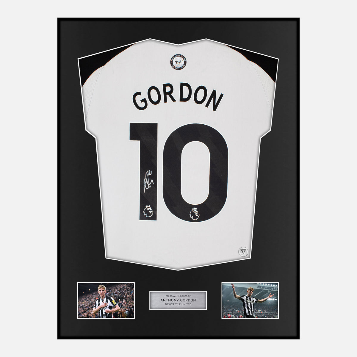 Framed Anthony Gordon Signed Newcastle United Shirt 2024-25 Home [Classic] — Verified autograph with NFC and certificate | The Vault