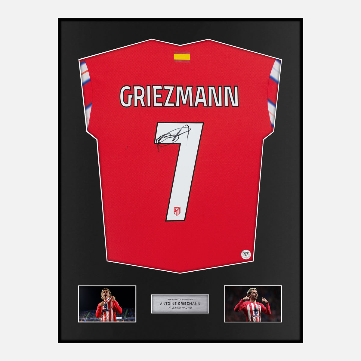 Framed Antoine Griezmann Signed Atletico Madrid Shirt 2024-25 Home [Classic] — Verified autograph with NFC and certificate | The Vault