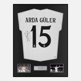 Framed Arda Güler Signed Real Madrid Shirt 2024-25 Home [Modern]