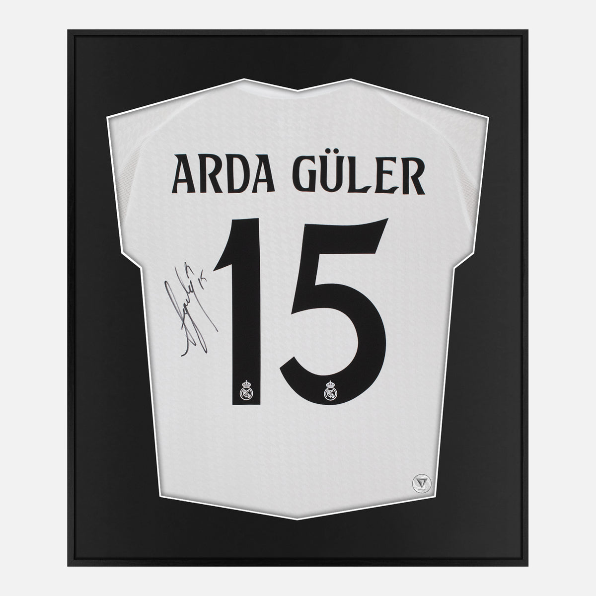 Framed Arda Guler Signed Shirt, Real Madrid, Home, New [Lite] — Authentic signature with NFC and COA | The Vault