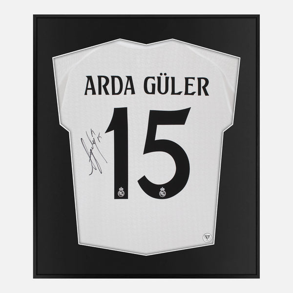 Framed Arda Guler Signed Shirt, Real Madrid, Home, New [Mini]