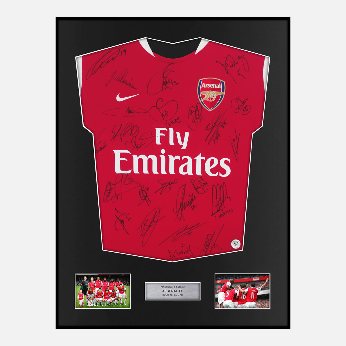 Framed Squad Signed Arsenal Shirt 2006-08 Home [Classic] — Verified autograph with NFC and certificate | The Vault