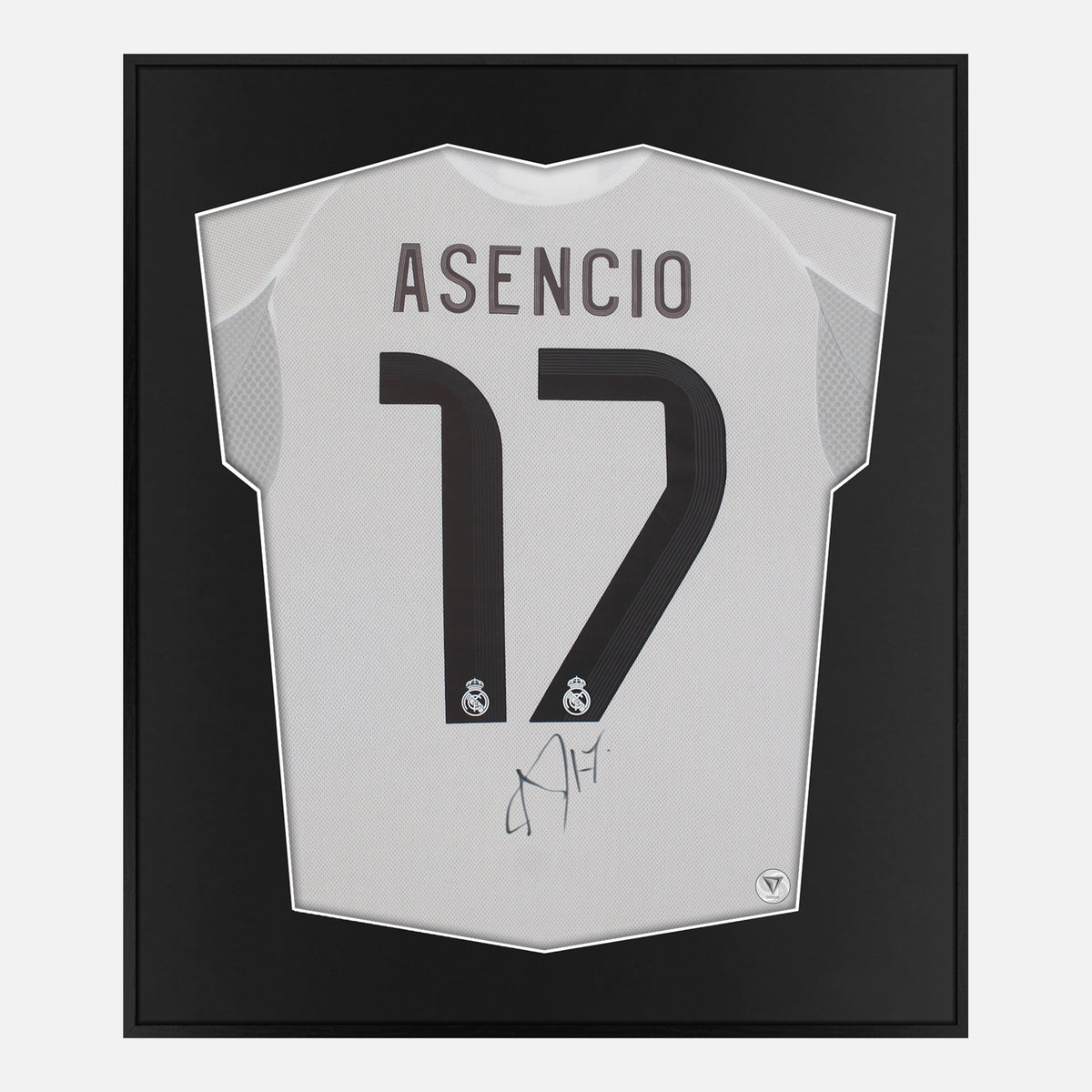 Framed Raul Asencio Signed Real Madrid Shirt [Lite] — Lite framed Real Madrid shirt signed by Raúl Asencio | The Vault