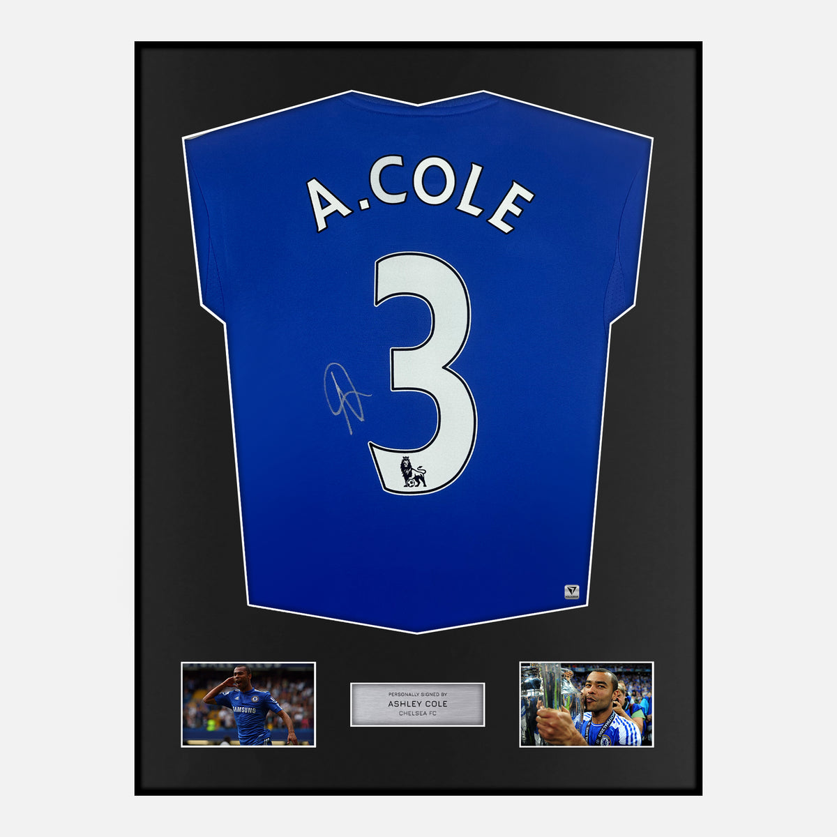 Framed Ashley Cole Signed Chelsea Shirt 2013-14 Home [Classic] — Verified autograph with NFC and certificate | The Vault