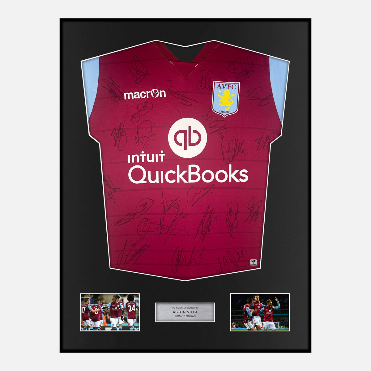 Framed Squad Signed Aston Villa Shirt 2015-16 Home [Classic] — Verified autograph with NFC and certificate | The Vault