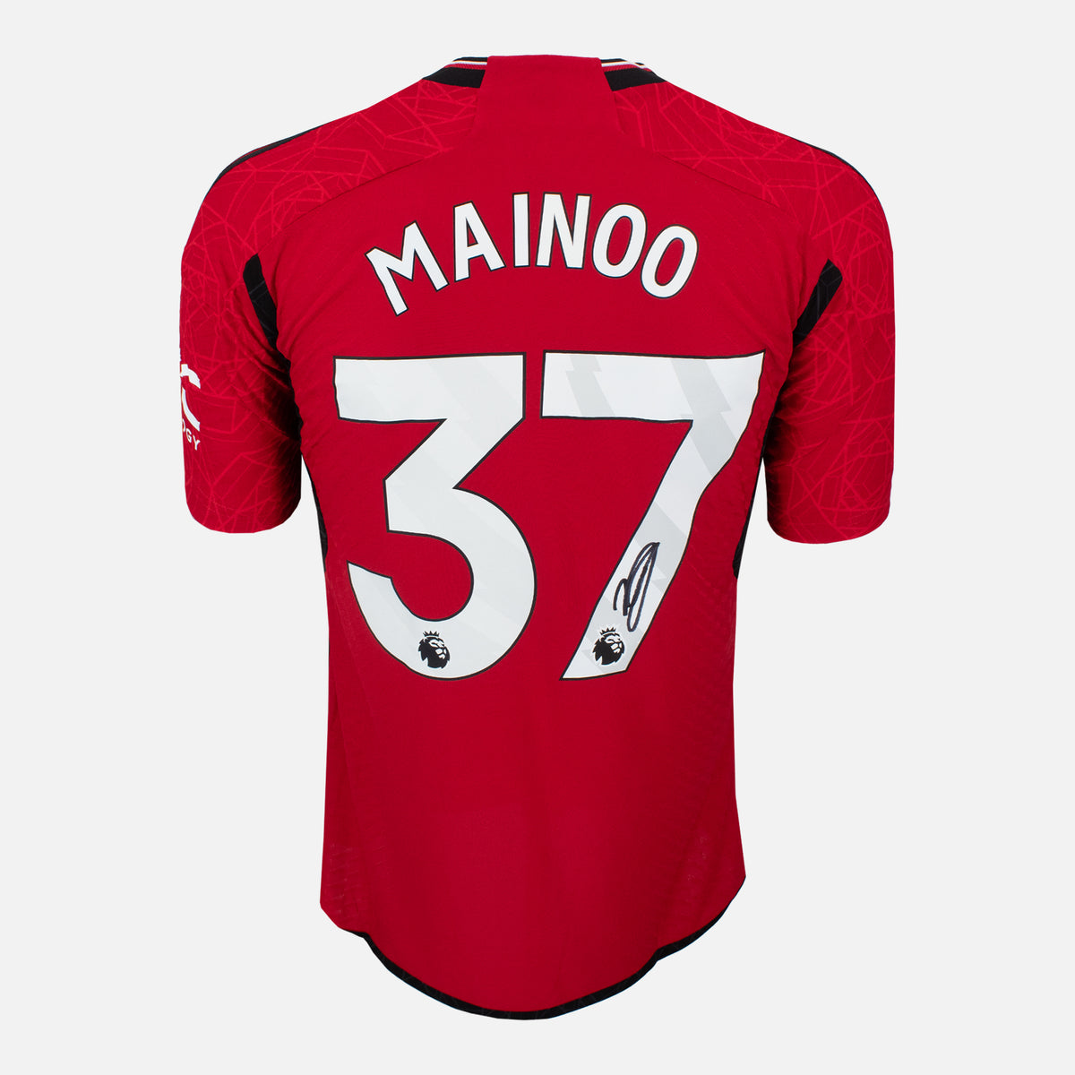 Mainoo Signed Manchester United Shirt 2023-24 Authentic Pro Version [37] — Manchester United signed shirt from the 2023 to 2024 season | The Vault