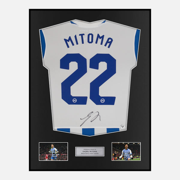Framed Kaoru Mitoma Signed Brighton Shirt Home 2025-26 [Classic]