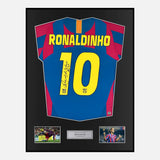 Framed Ronaldinho Signed Barcelona Shirt 2005-06 Final [Modern]