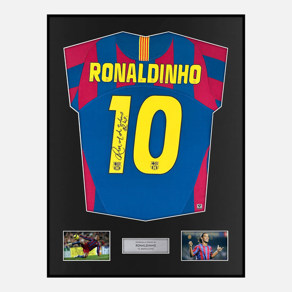 Framed Ronaldinho Signed Barcelona Shirt 2005-06 Final [Classic]