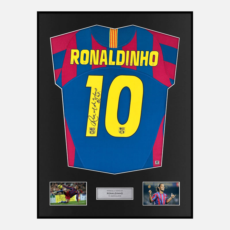 Framed Ronaldinho Signed Barcelona Shirt 2005-06 Final [Classic]
