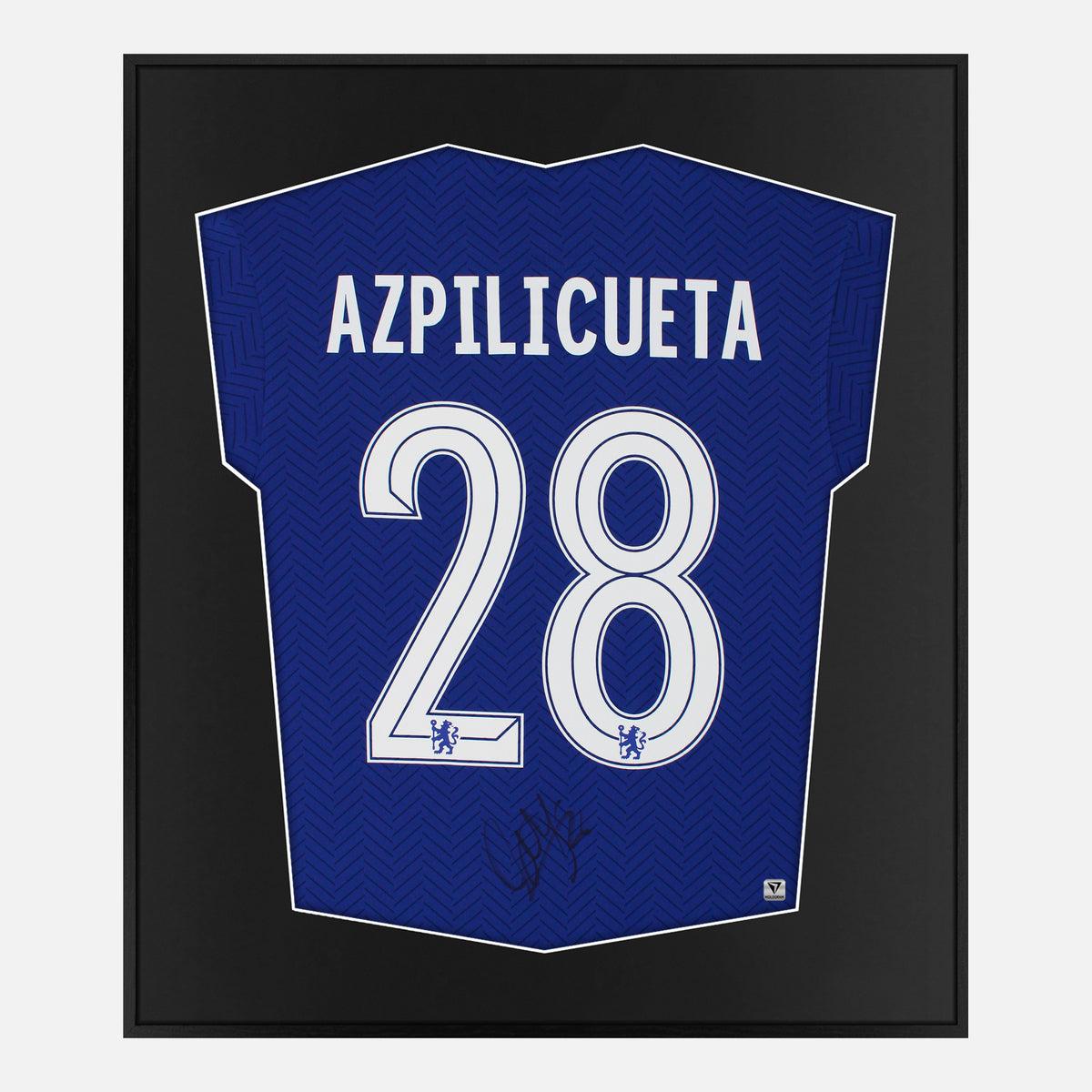 Framed Azpilicueta Signed Shirt, Chelsea Home, 28 [Lite] — Authentic signature with NFC and COA | The Vault
