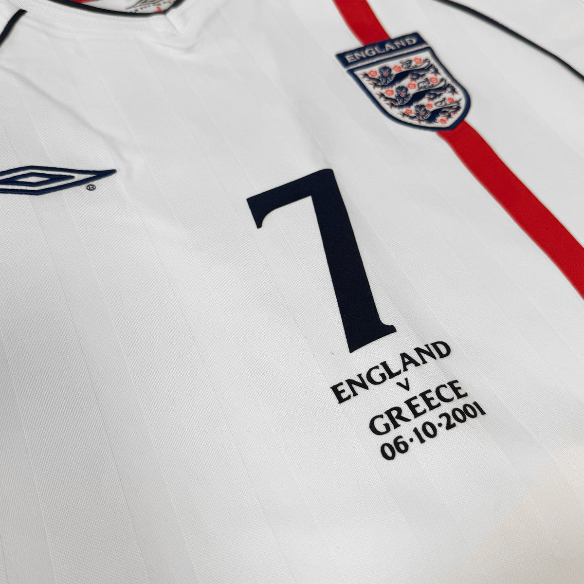 2001 England Home Shirt Beckham 7 v Greece [Good] — How we grade our retro England shirts | The Vault