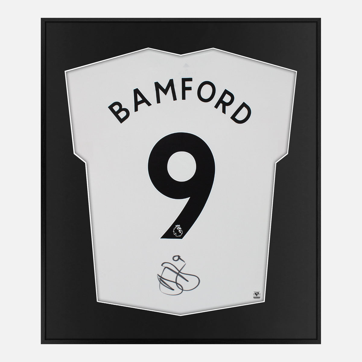 Framed Bamford Signed Shirt, Leeds United White Home [Lite] — Authentic signature with NFC and COA | The Vault