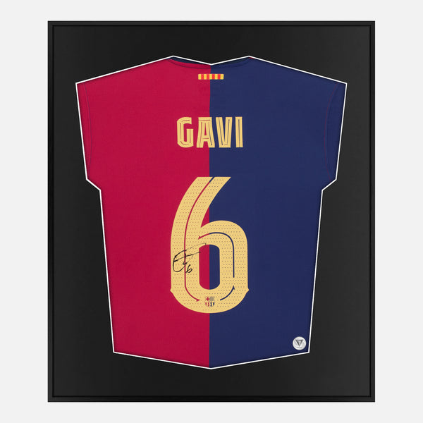 Framed Gavi Signed Shirt, Barcelona Home Kit 6 [Mini]