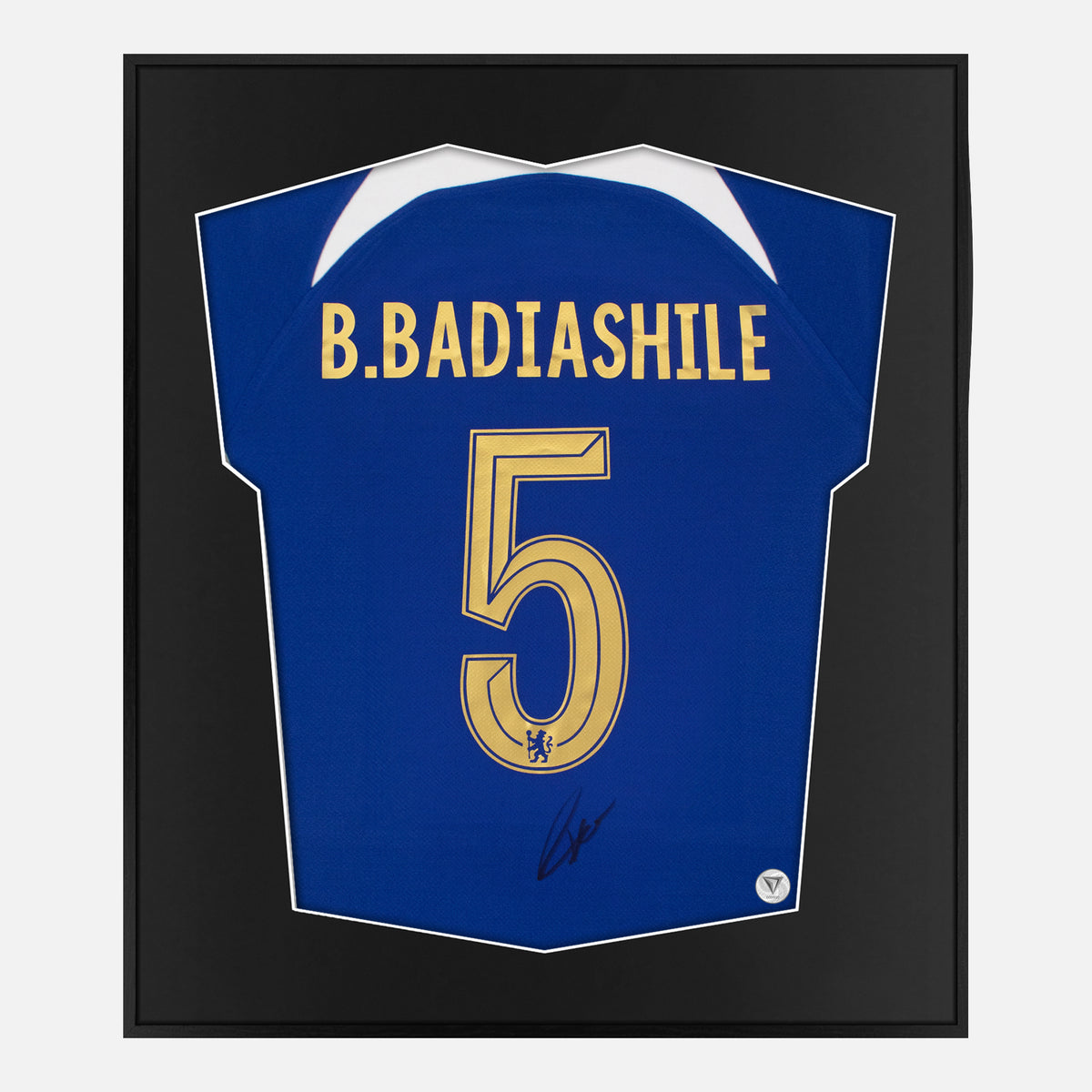 Framed Badiashile Signed Chelsea Shirt, Blue Home [Lite] — Authentic signature with NFC and COA | The Vault