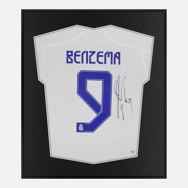 Framed Karim Benzema Signed Real Madrid Home 2021-22 [Lite]