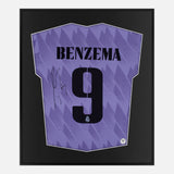 Framed Karim Benzema Signed Real Madrid Kit Away 2022-23 [Lite]