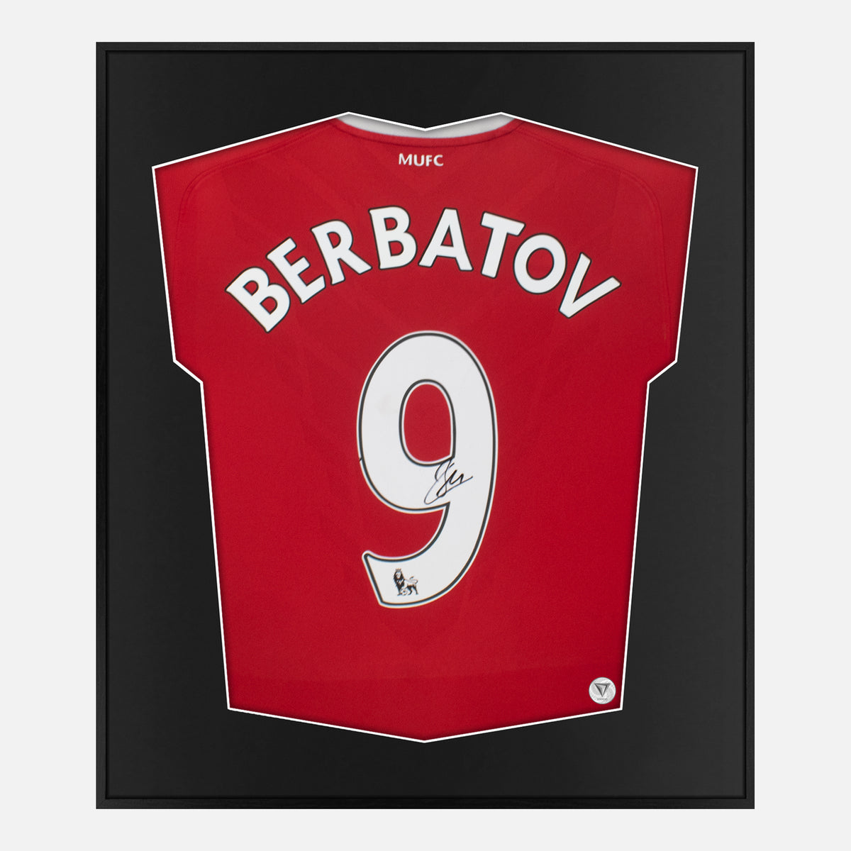 Framed Berbatov Signed Manchester United Shirt, Number 9 Home [Lite] — Authentic signature with NFC and COA | The Vault