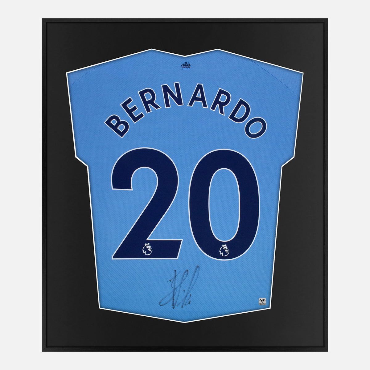 Framed Bernardo Silva Signed Shirt, Manchester City Treble [Lite] — Authentic signature with NFC and COA | The Vault
