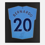 Framed Bernardo Silva Signed Shirt, Manchester City Treble [Mini]