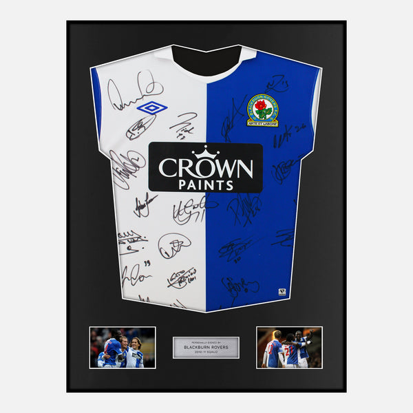 Framed Squad Signed Blackburn Rovers Shirt 2010-11 Home [Modern]