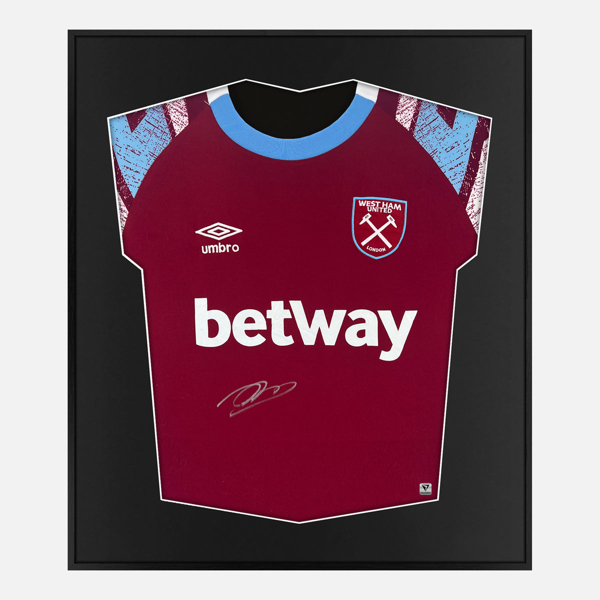 Framed Jarrod Bowen Signed West Ham United Shirt [Lite] — Lite framed West Ham United shirt signed by Jarrod Bowen | The Vault