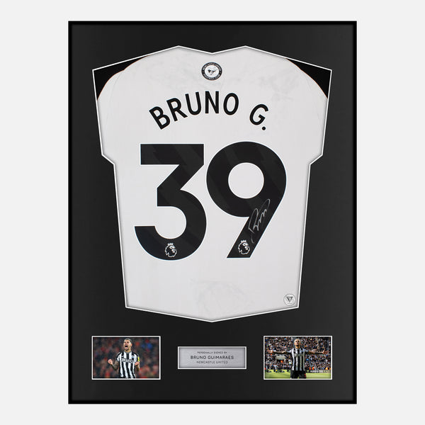 Framed Bruno Guimaraes Signed Newcastle United Shirt 2024-25 Home [Classic]