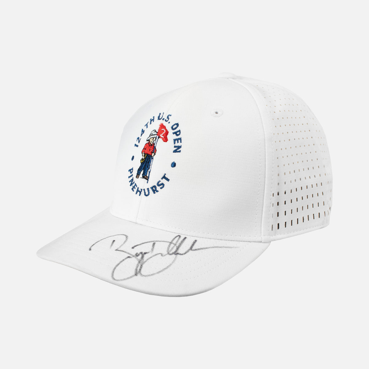 Bryson DeChambeau Signed US Open Hat Winners Cap [White] — Shelf-ready collectible with optional framed wall display | The Vault