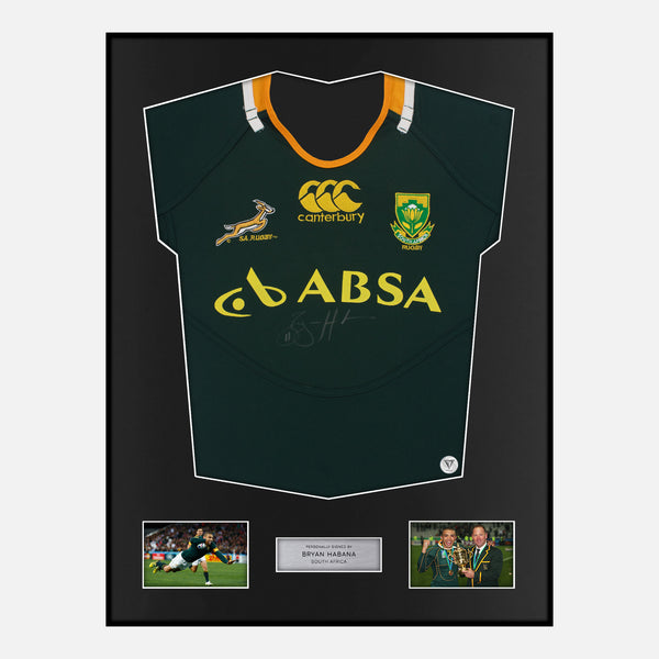 Framed Bryan Habana Signed South Africa Rugby Shirt 2011-13 [Classic]
