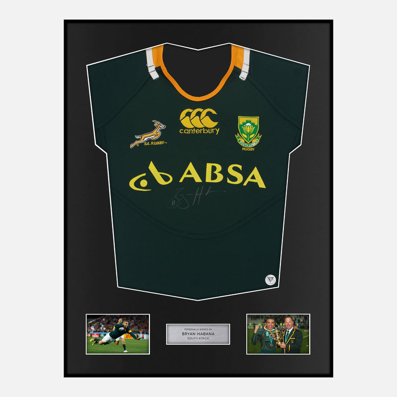 Framed Bryan Habana Signed South Africa Rugby Shirt 2011-13 [Classic]