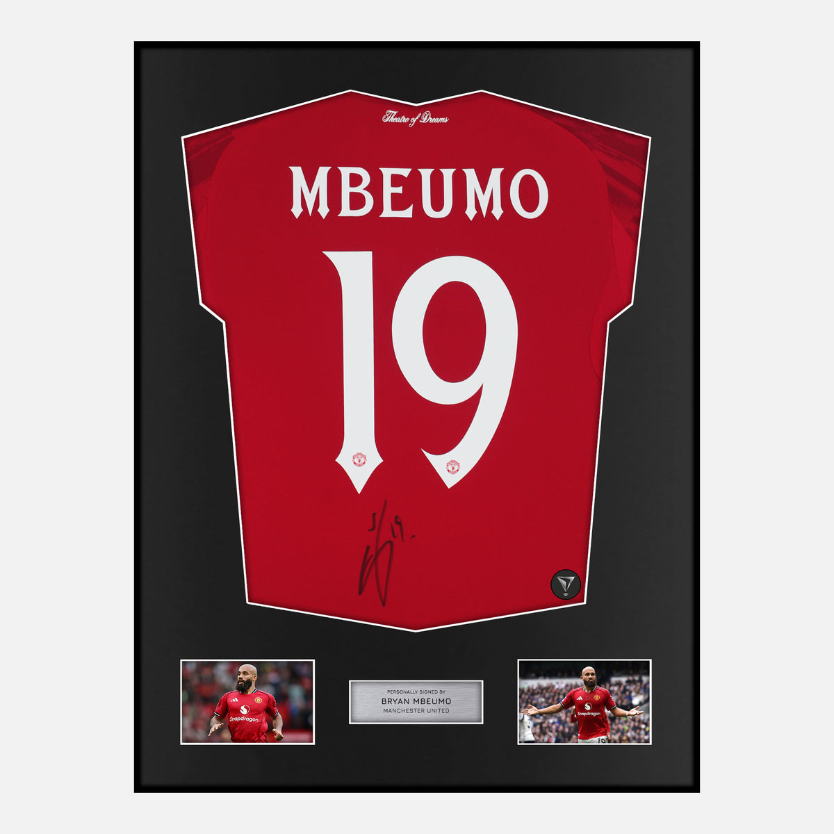 Framed Bryan Mbeumo Signed Manchester United Shirt Home 2025-26 [Classic] — Classic framed Manchester United shirt signed by Bryan Mbeumo | The Vault