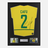 Framed Cafu Signed Brazil Shirt 2002 World Cup Winners [Classic]