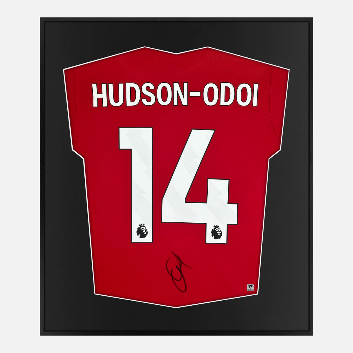 Framed Hudson-Odi Signed Shirt, Nottingham Forest Home [Lite] — Authentic signature with NFC and COA | The Vault