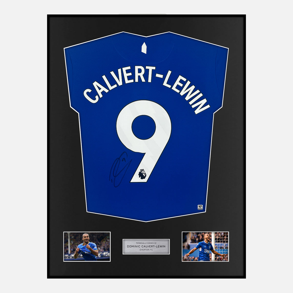 Framed Dominic Calvert-Lewin Signed Everton Shirt 2023-24 Home 9 [Classic] — Verified autograph with NFC and certificate | The Vault