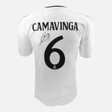 Framed Eduardo Camavinga Signed Real Madrid Shirt 2024-25 Home [Modern]