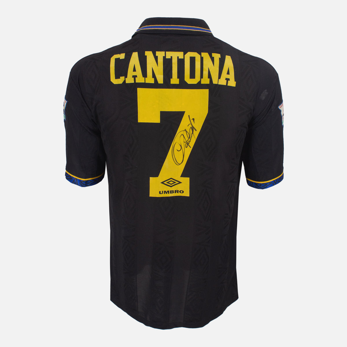 Eric Cantona Signed Manchester United Shirt 1992-94 Away [7] — Manchester United signed shirt from the 1992 to 1994 season | The Vault