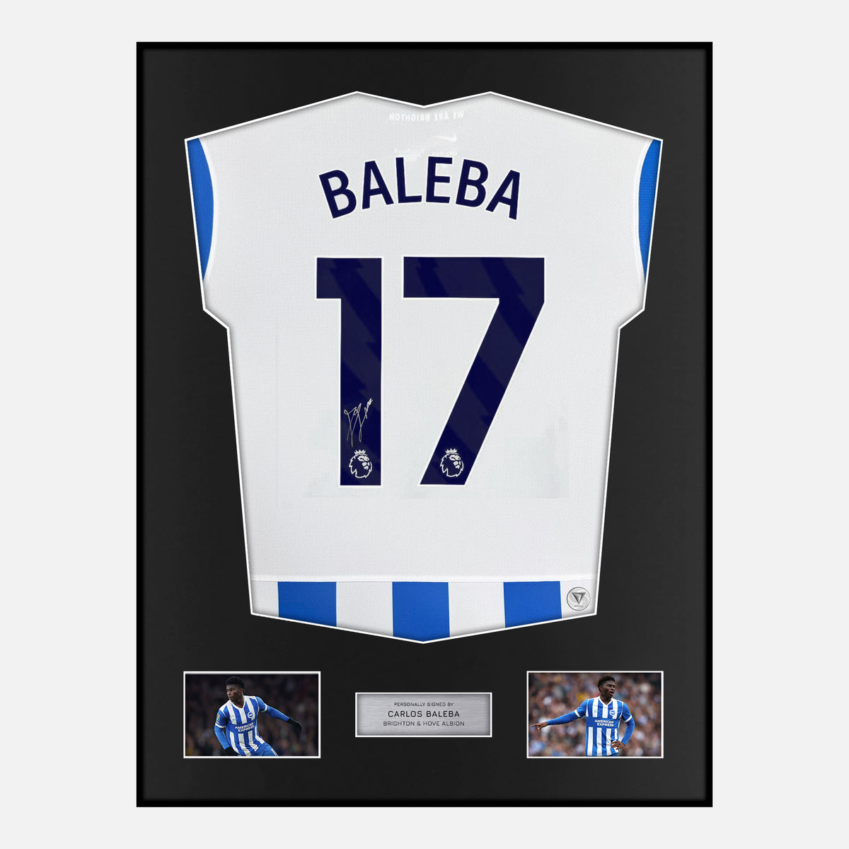 Framed Carlos Baleba Signed Brighton Shirt Home 2025-26 [Classic] — Verified autograph with NFC and certificate | The Vault