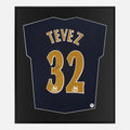 Framed Carlos Tevez Signed Shirt, West Ham Navy Away [Lite]