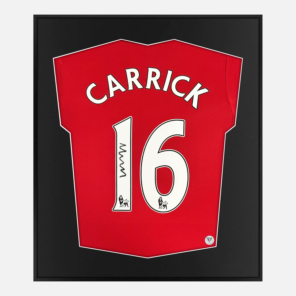 Framed Carrick Signed Shirt, Man Utd Red Home [Lite] — Lite framed Manchester United shirt signed by Michael Carrick | The Vault