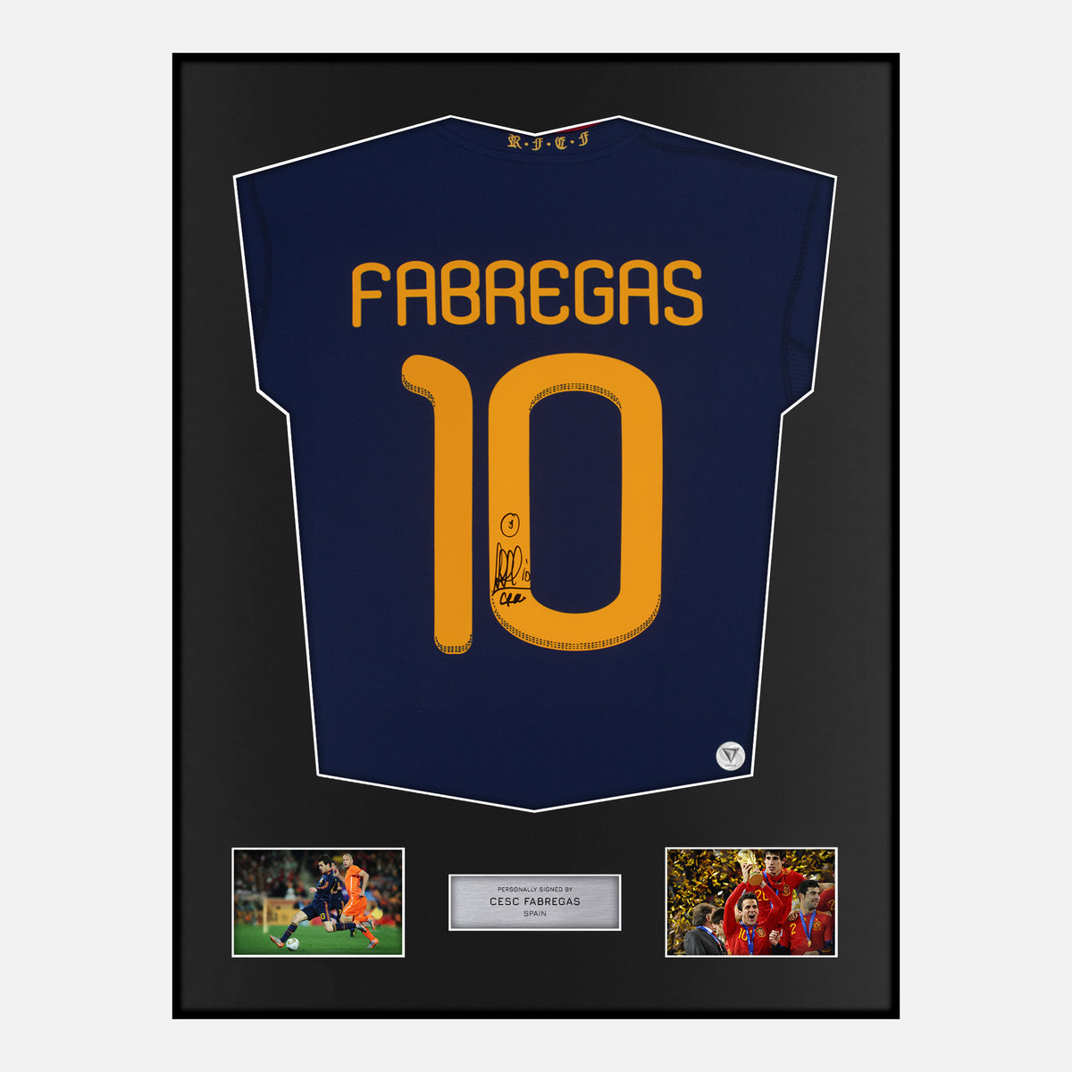 Framed Cesc Fabregas Signed Spain Shirt 2010 World Cup [Classic] — Verified autograph with NFC and certificate | The Vault