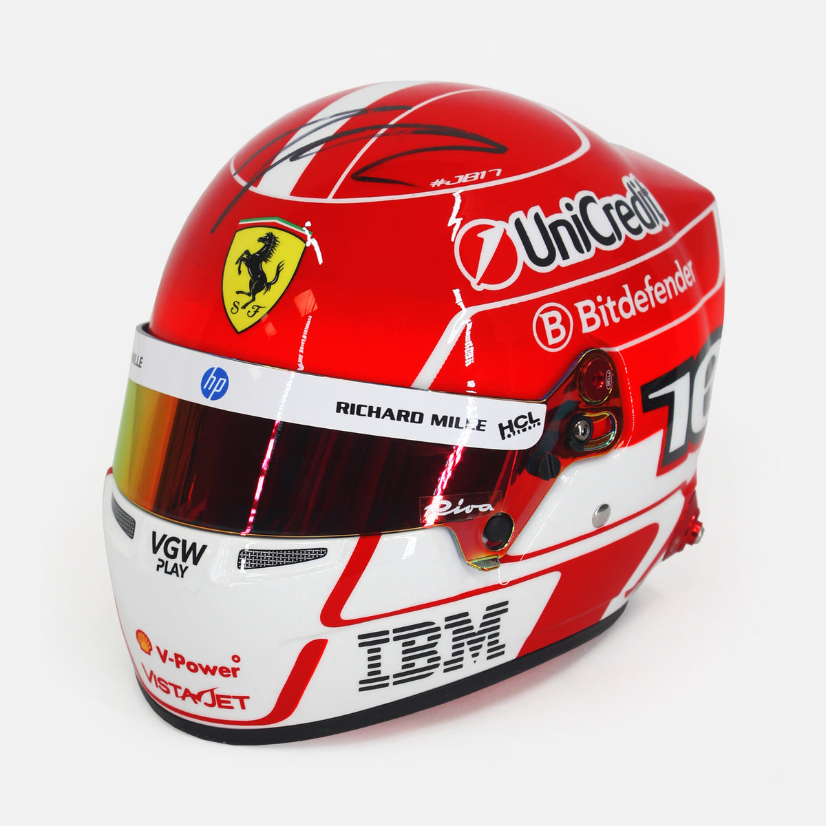 Charles Leclerc Signed Ferrari Helmet 2025 F1 [1:2 Scale] — Displaying your Charles Leclerc signed f1 helmet | The Vault