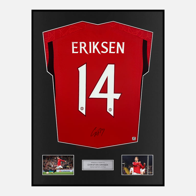 Framed Christian Eriksen Signed Manchester United Shirt Home 2023-24 [Modern]