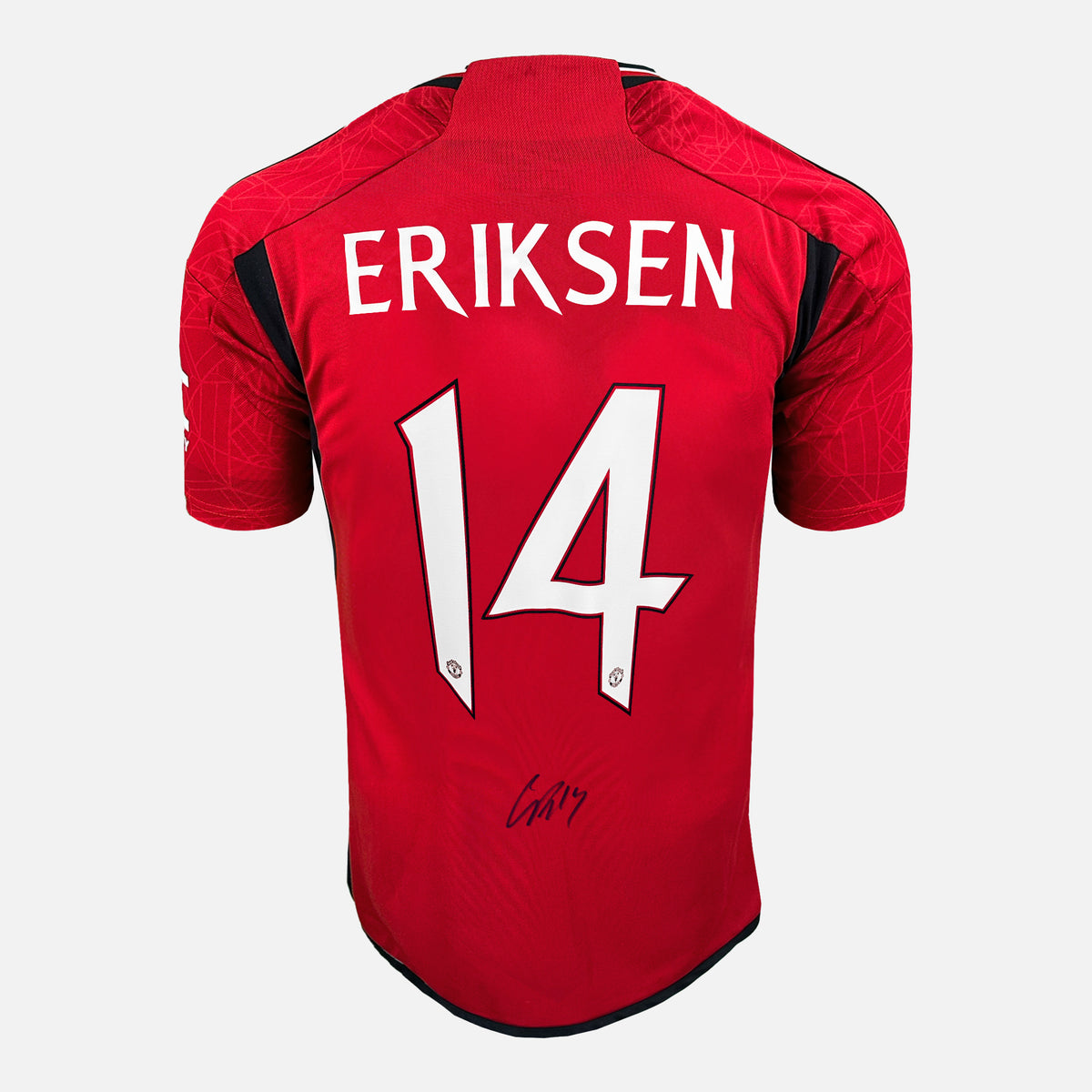 Christian Eriksen Signed Manchester United Shirt 2023-24 Home [14] — Manchester United signed shirt from the 2023 to 2024 season | The Vault