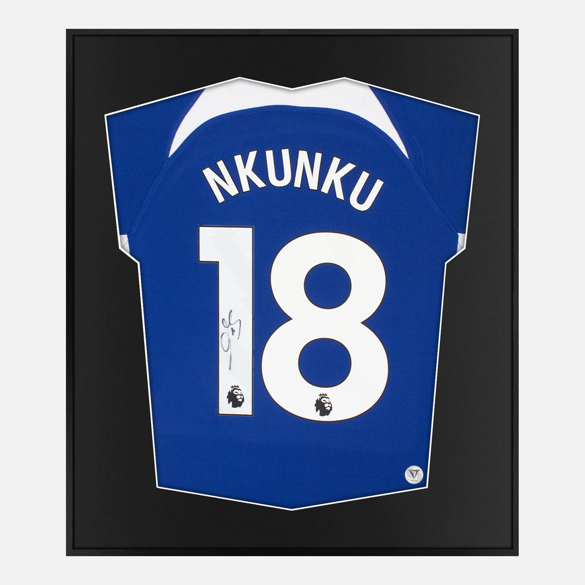 Framed Nkunku Signed Chelsea Shirt, Blue Home [Lite] — Authentic signature with NFC and COA | The Vault